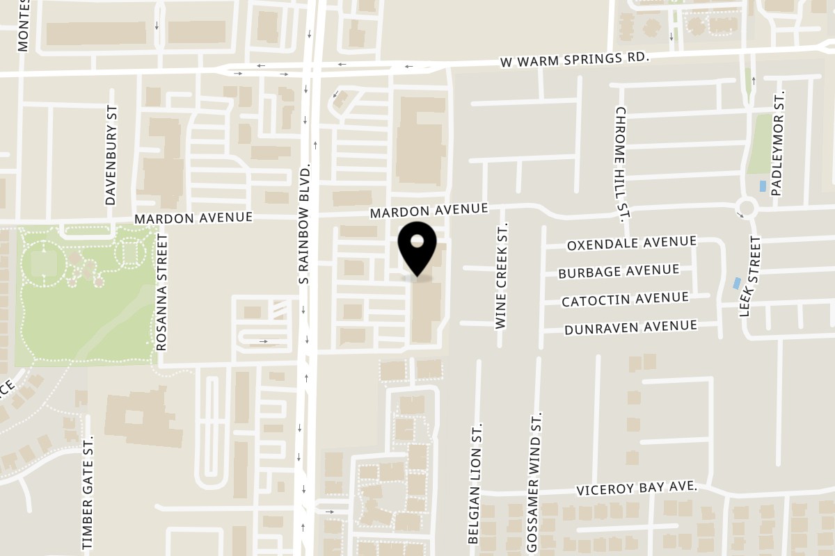 Map showing the location of Poke Poku on 7460 S Rainbow Blvd #105 in Las Vegas